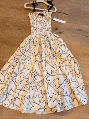 Little creative factory Girls White Sundress with Black Sketch hearts  Print